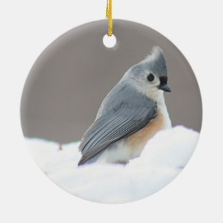 Tufted titmouse photo ceramic ornament