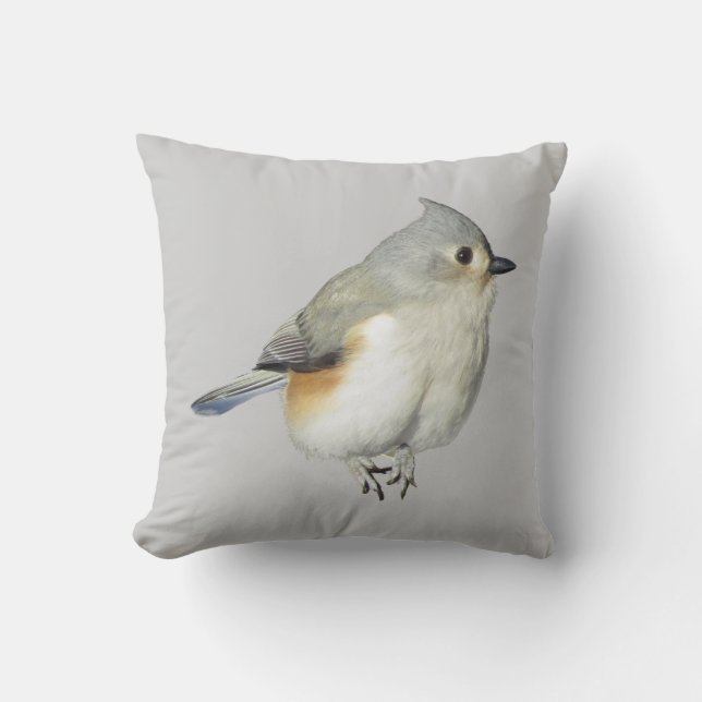 Tufted Titmouse Throw Pillow (Front)