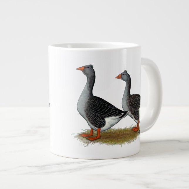 Tufted Toulouse Geese Large Coffee Mug (Front Right)