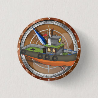 Tug Boat 1 Inch Round Button