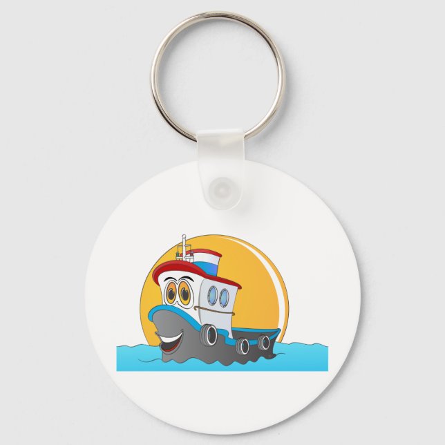 Tug Boat Cartoon Keychain (Front)