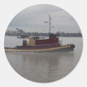 Tug Boat in the Fog Classic Round Sticker