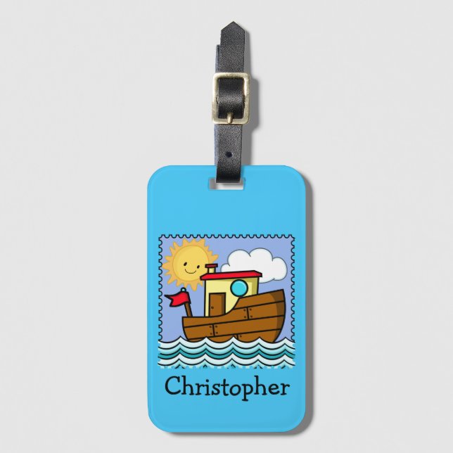 Tug Boat Personalized Luggage Tag (Front Vertical)