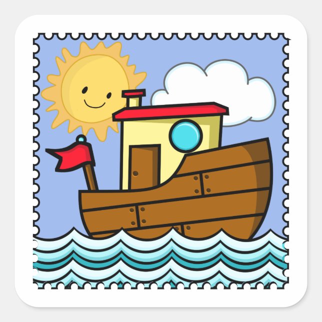 Tug Boat Sunny Day Square Sticker (Front)