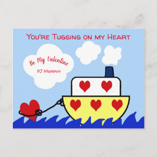 Tug Boat Valentines Day PostCard