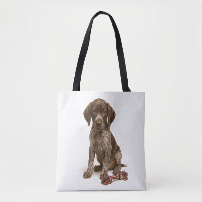 Tug of Whimsy – German Shorthaired Pointer Puppy Tote Bag (Front)