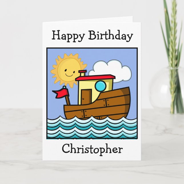 Tugboat Birthday  Card (Front)