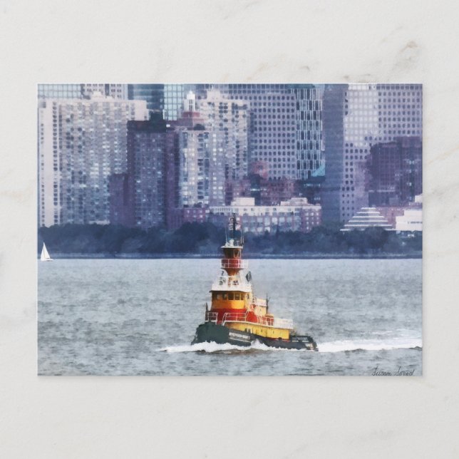 Tugboat by Manhattan Skyline Postcard (Front)