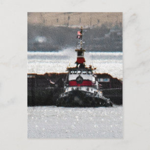 Tugboat On a Sparkling River Postcard