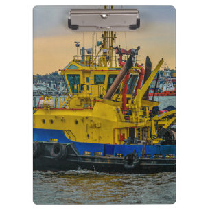 Tugboat sailing at river, montevideo, uruguay clipboard
