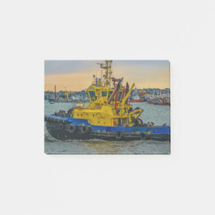 Tugboat sailing at river, montevideo, uruguay post-it notes