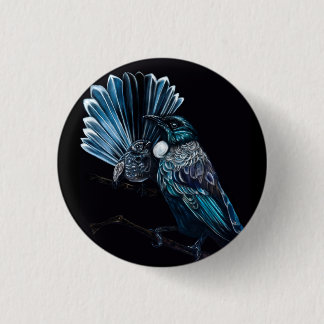 Tui And Piwakawaka 1 Inch Round Button