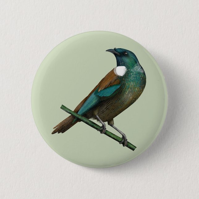 Tui New Zealands Bird 2 Inch Round Button (Front)