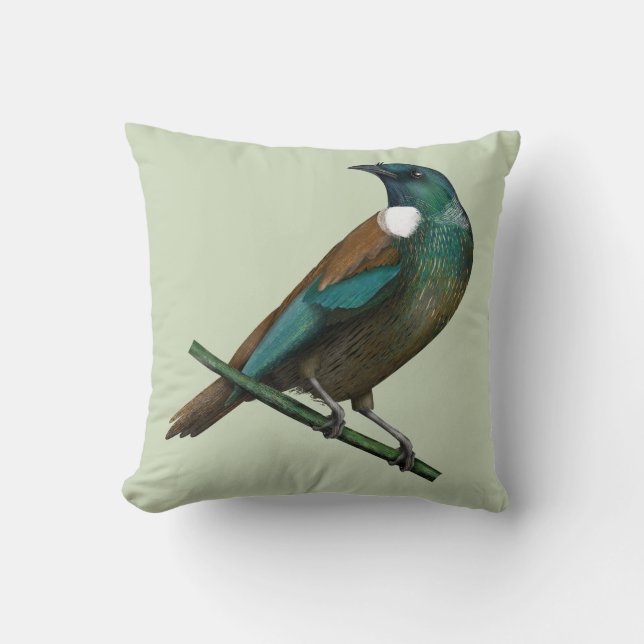 Tui New Zealands Bird Throw Pillow (Front)