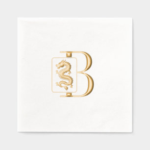 Tuile de dragon Mahjong sur monogramme initial uni