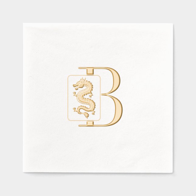 Tuile de dragon Mahjong sur monogramme initial uni (Recto)