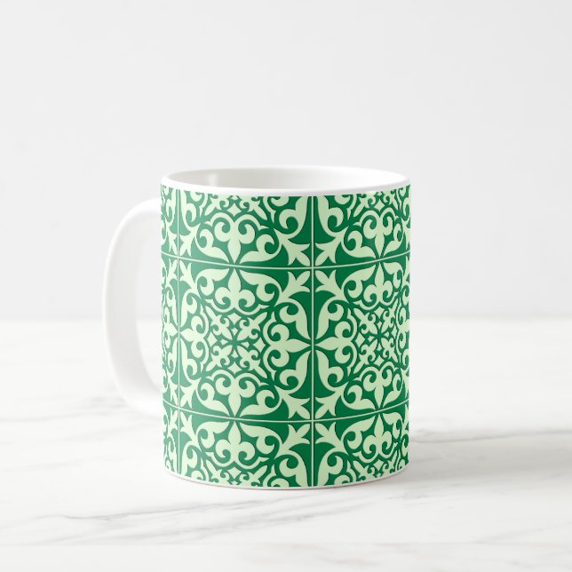 Tuile marocaine - émeraude et vert clair Mug (Devant gauche)