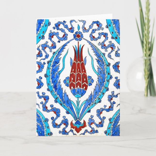 Tuile turque avec tulipe rouge Carte de voeux (Devant)