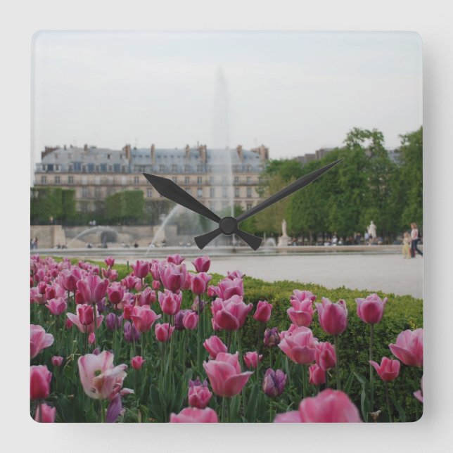 Tuileries Garden in bloom Square Wall Clock (Front)