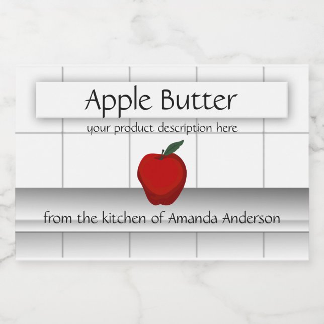 Tuiles de cuisine à beurre d'Apple 3x2 Étiquette d (Étiquettes simples)