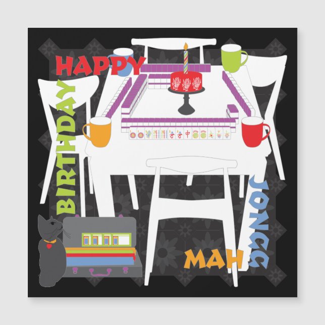 Tuiles de Mah Jongg et carte magnétique de table (Devant)