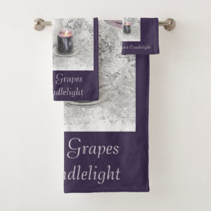 Tuiles de serviettes de bain, raisins et lumière a