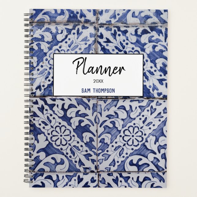 Tuiles portugaises - Azulejo Floral bleu et blanc (Devant)
