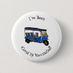 Tuk tuk cartoon illustration 2 inch round button