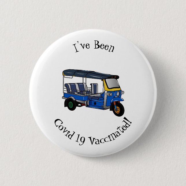 Tuk tuk cartoon illustration 2 inch round button (Front)