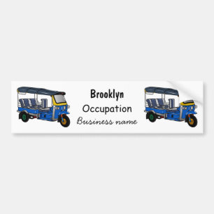 Tuk tuk cartoon illustration bumper sticker