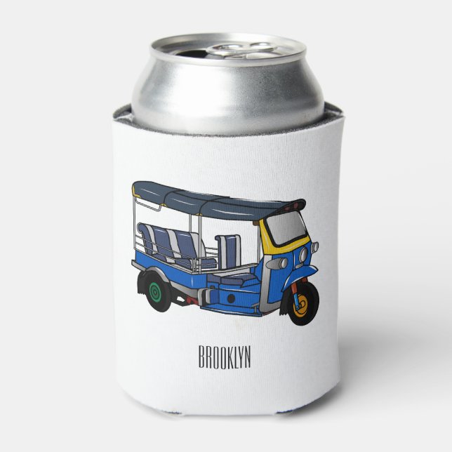 Tuk tuk cartoon illustration can cooler (Can Front)
