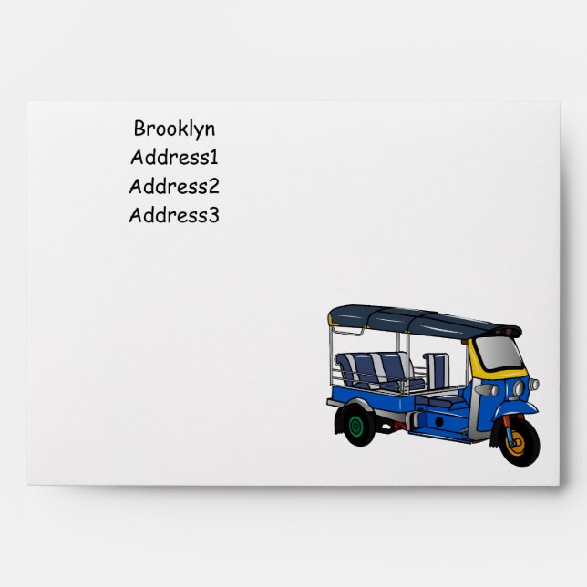 Tuk tuk cartoon illustration envelope (Front)