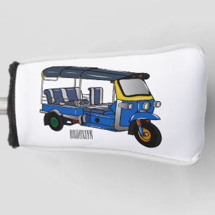 Tuk tuk cartoon illustration golf head cover