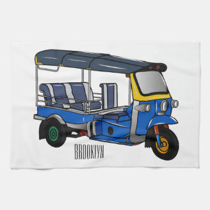 Tuk tuk cartoon illustration kitchen towel