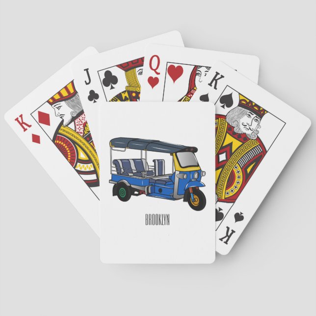 Tuk tuk cartoon illustration playing cards (Back)