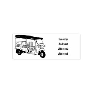 Tuk tuk cartoon illustration rubber stamp