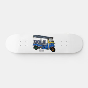 Tuk tuk cartoon illustration skateboard
