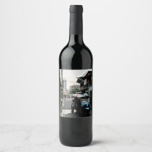 Tuk Tuk In Bangkok Thailand Wine Label