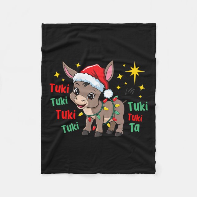 Tuki Tuki Donkey Tis The Season Mexican Spanish Ch Fleece Blanket (Front)