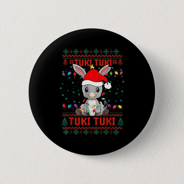 Tuki Tuki Santa Hat Spanish Mexican Christmas Swea 2 Inch Round Button (Front)