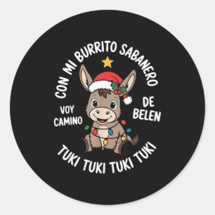 Tuki Tuki Santa Hat Spanish Mexican Christmas Swea Classic Round Sticker