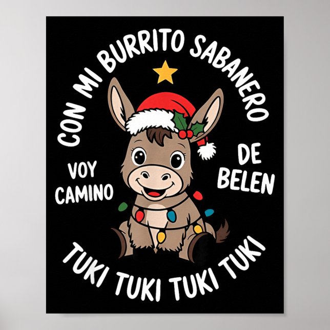 Tuki Tuki Santa Hat Spanish Mexican Christmas Swea Poster (Front)