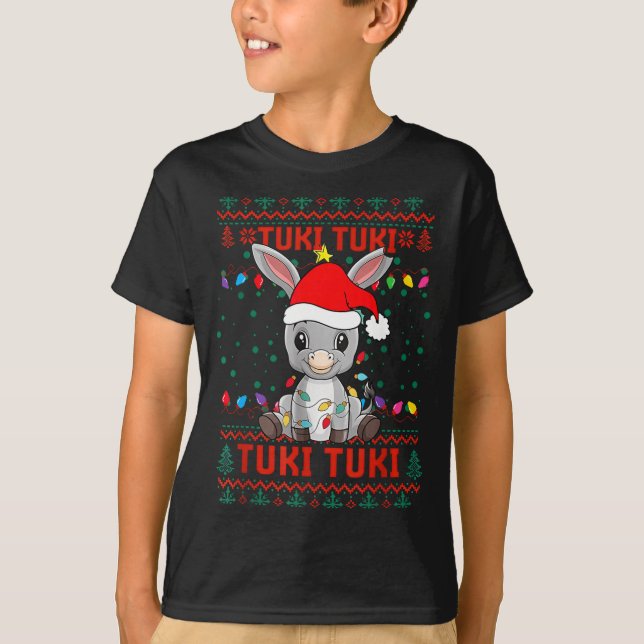 Tuki Tuki Santa Hat Spanish Mexican Christmas Swea T-Shirt (Front)