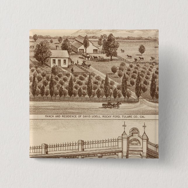 Tulare County Bank 2 Inch Square Button (Front)