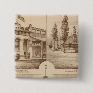 Tulare School, California 2 Inch Square Button