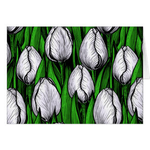 Tulières blanches avec feuilles verts