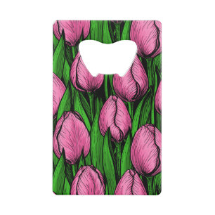Tulières roses avec feuilles verts
