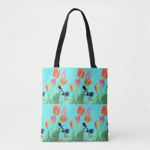 Tulip and Blue Wren Blue Floral Birthday Girl Bag