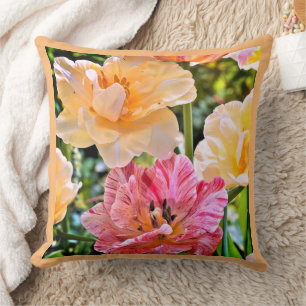TULIP AND DAFFODIL FLORAL THROW PILLOW