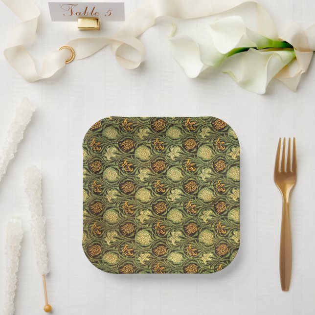 Tulip and Lily, famous pattern, Paper Plate (Wedding)